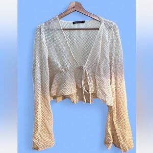 Free People Cream Textured Blouse